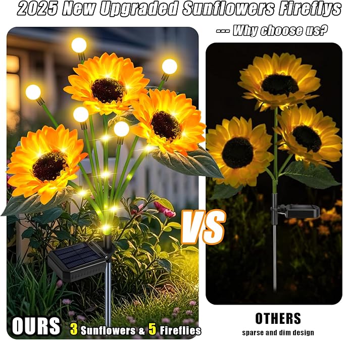 Sunflower Solar Lights Outdoor Garden Decor, Upgraded Solar Sunflowers - Image 6