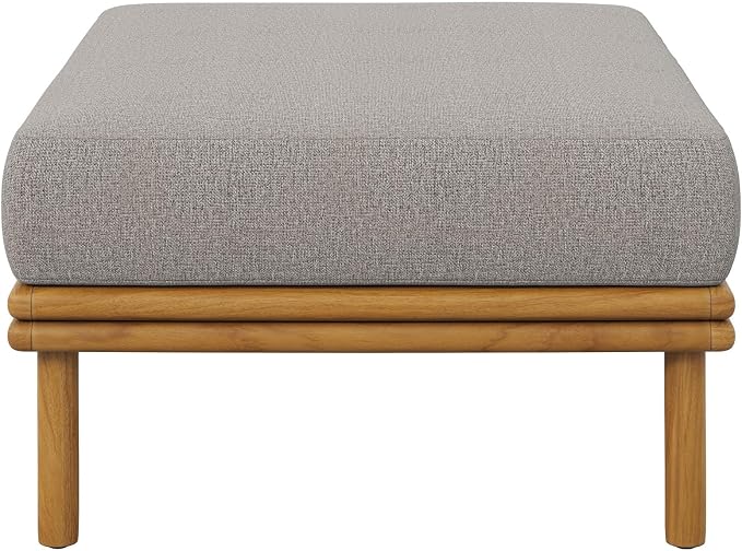 Modway Wren Teak Wood Outdoor Ottoman in Natural Driftwood - Image 7