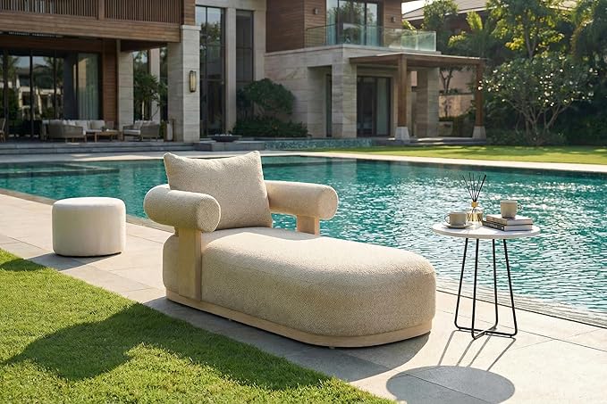 PURPLE LEAF Outdoor Chaise Lounge 1 Piece Chair Modern Aluminum Lounger Daybed by PURPLELEAF