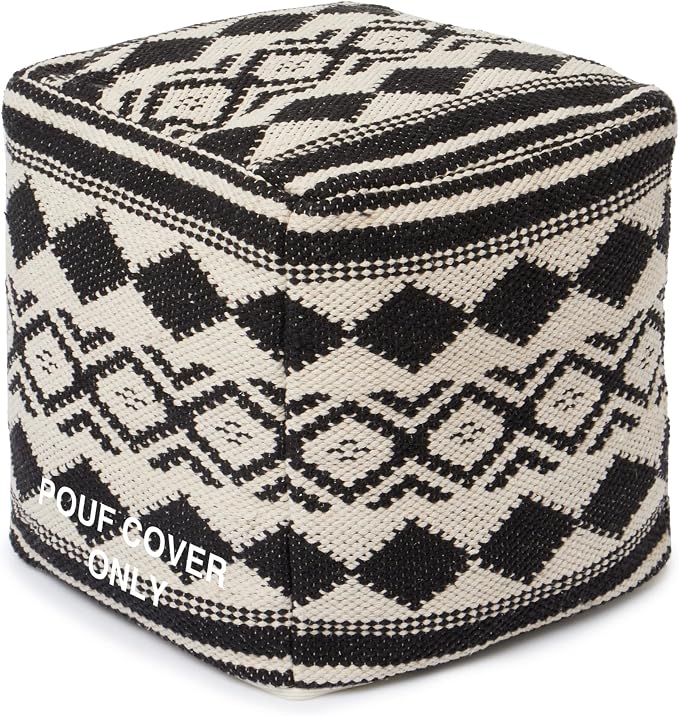 REDEARTH · UNSTUFFED Pouf Ottoman Cover Textured Cube Bean Bag Pouffe Footrest by REDEARTH