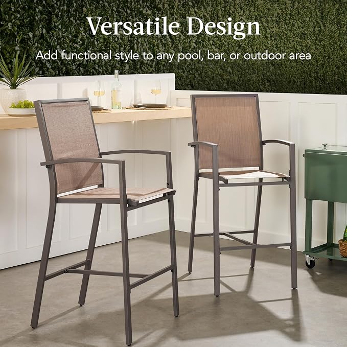 Best Choice Products Outdoor Bar Stools Set of 2, Bar Height, Patio Furniture - Image 6