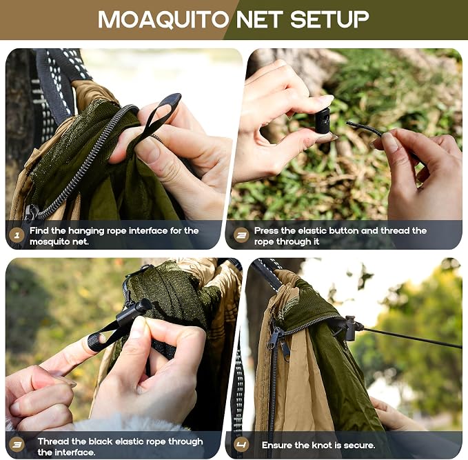 Camping Hammock Mosquito Net, Double & Single Portable Hammocks Hammocks - Image 4