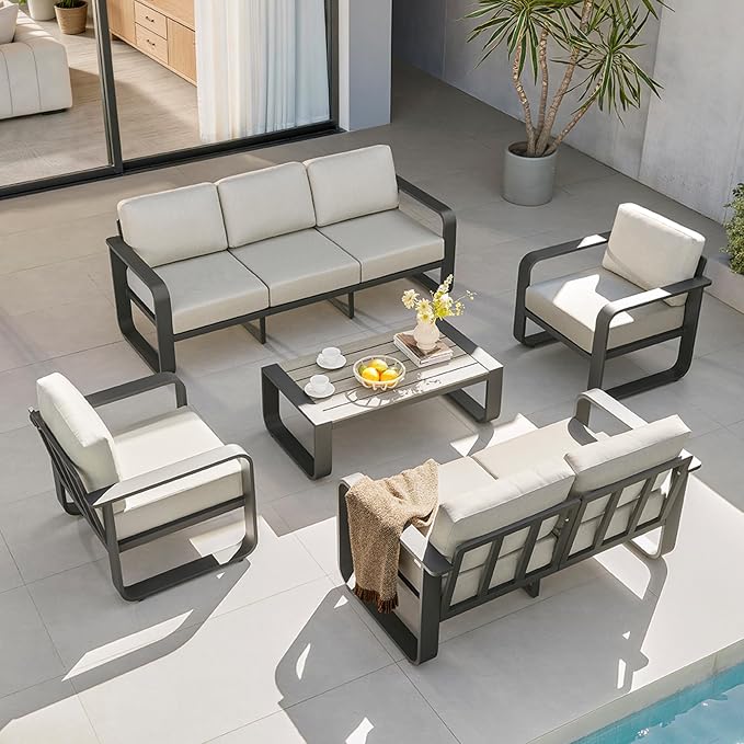 CHITA Aluminum Outdoor 3-Seater Sofa, Patio Furniture - Image 8