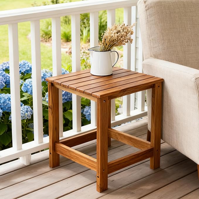 Utoplike Teak Outdoor Side Table - Image 6