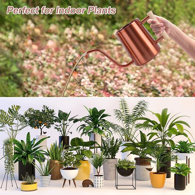 Watering Can Indoor Plants, 35 oz/1000 ml Metal Stainless Steel Watering Can Pot - Image 7