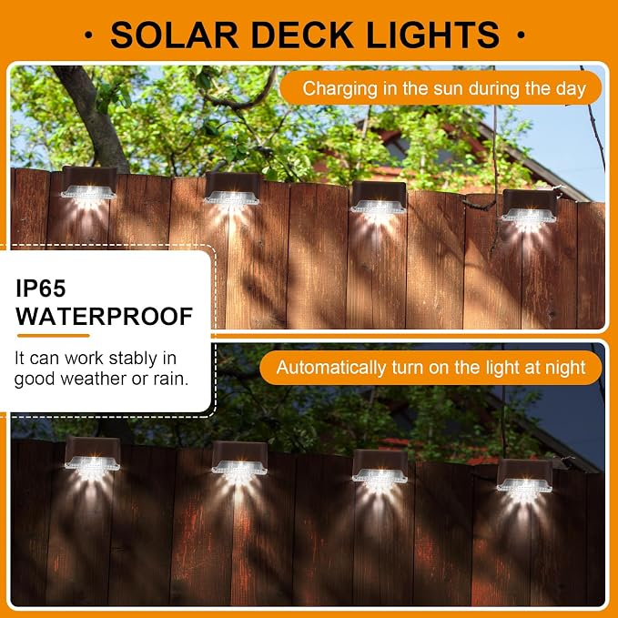 Geelin 32 Pcs Solar Deck Lights Outdoor, Waterproof LED Solar Step Fence Lights - Image 3