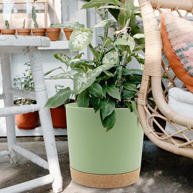 QCQHDU 12 inch Plant Pot, 2 Pack Planters - Image 6
