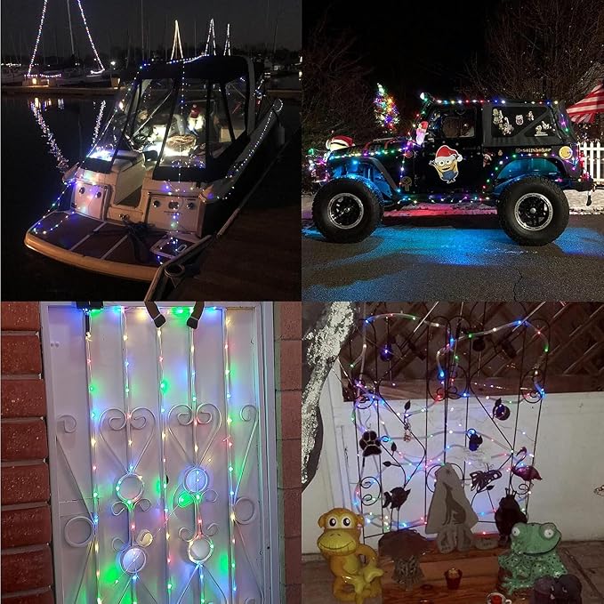 QITONG Multicolor Solar Rope Lights, 2 Pack Each 33ft 100 LED Trampoline Lights - Image 8