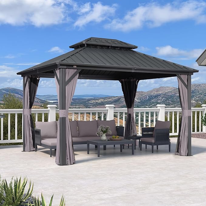 PURPLE LEAF 10' X 12' Gazebo Outdoor Aluminum Gazebo - Image 2