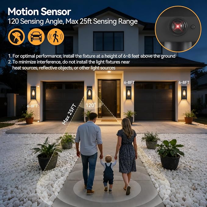 14" Motion Sensor Outdoor Light Fixture Wall Mount - Image 4