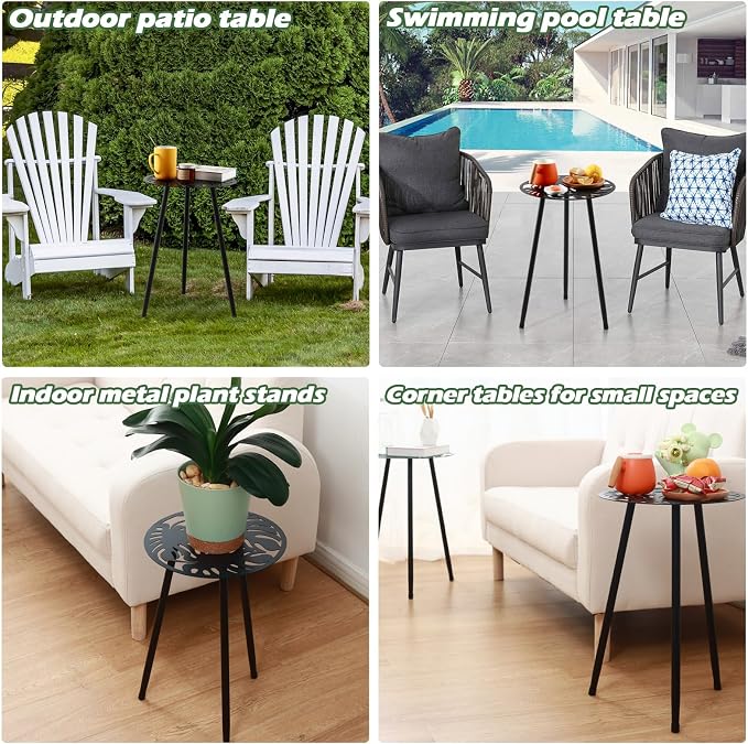 1 Pack Metal Outdoor Side Tables Small Outside Round End Table - Image 6