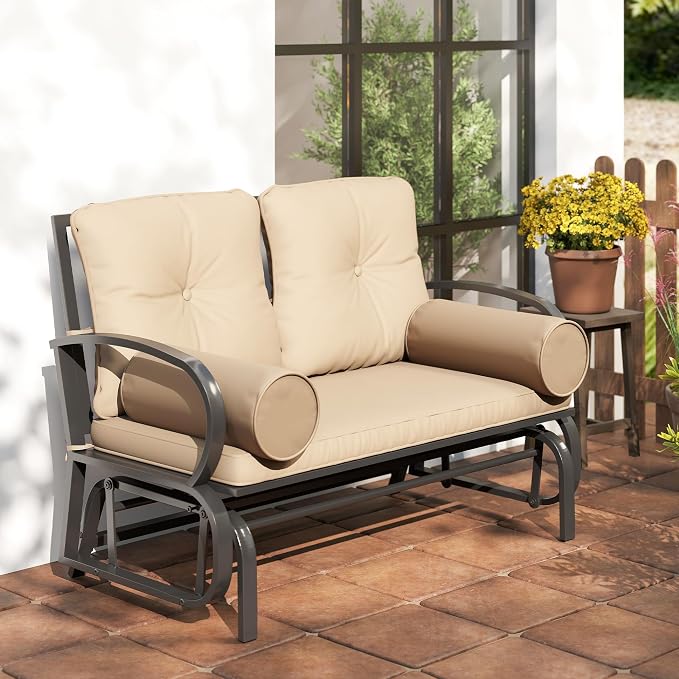 Outsunny Swing Glider Rocking Chair, Double Patio Bench, 2 Person Loveseat - Image 9