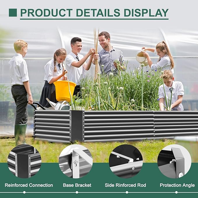 Land Guard 6x3x3ft Rectangular Galvanized Raised Garden Beds, Large-Capacity - Image 7