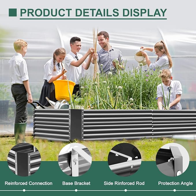 Land Guard 8x4x3ft Rectangular Galvanized Raised Garden Beds, Large-Capacity - Image 5