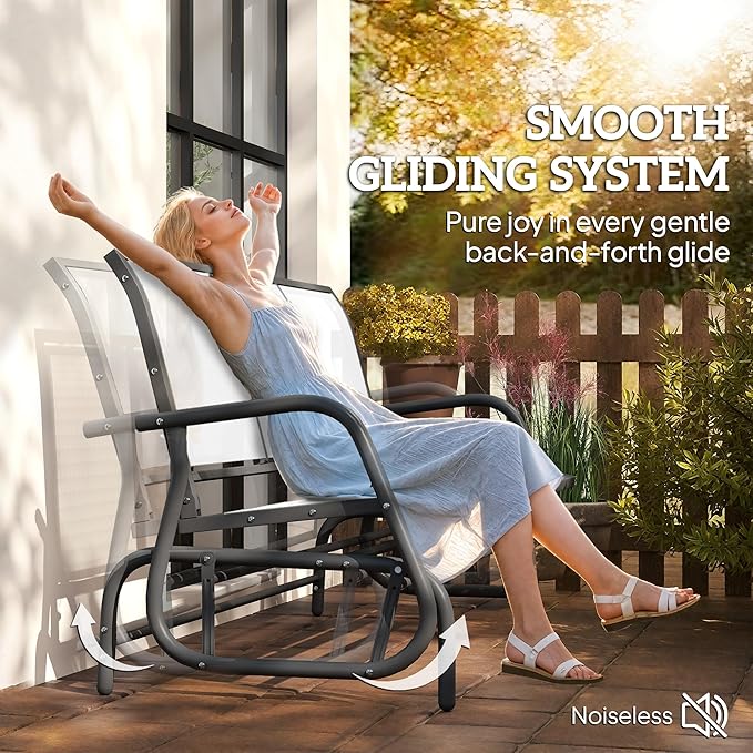 Outsunny 3-Person Patio Glider Bench, Outdoor Porch Glider Swing - Image 4