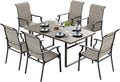 7 Piece Patio Dining Sets for 6, Outdoor Table and Chairs Set by SUNSHINEVALLEY