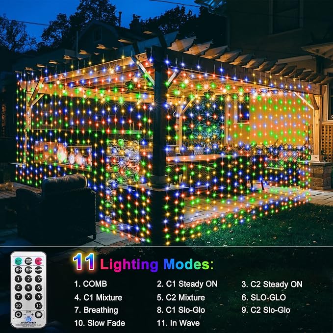 ZAIYW Dual Color Curtain Lights 20ftx10ft 600 LED Christmas Curtain Lights - Image 4