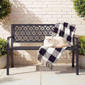 44" Outdoor Garden Bench, Iron Metal Frame Patio Bench by Home