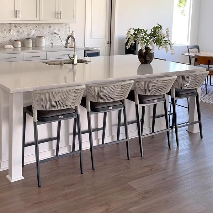 PURPLE LEAF Counter Height Bar Stool Set of 4 Aluminum Counter Height Bar Chair - Image 3