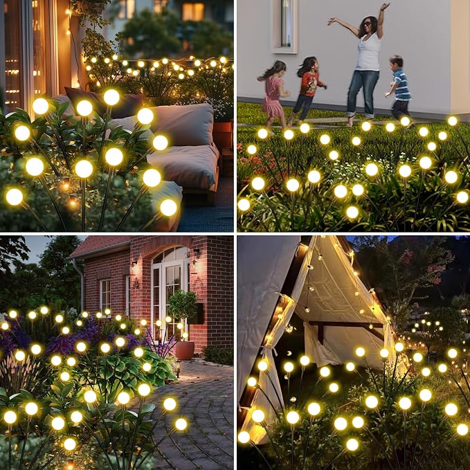 Solar Garden Lights Outdoor, 4 Pack Firefly Swaying Lights, Waterproof Garden - Image 7