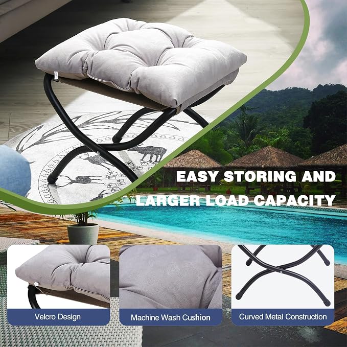 15" Foldable Foot Stool Ottoman - Image 3