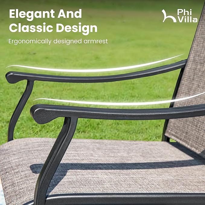 PHI VILLA Patio Dining Table and Chairs, 2 Swivel & 4 Stable Patio Dining Chairs - Image 4
