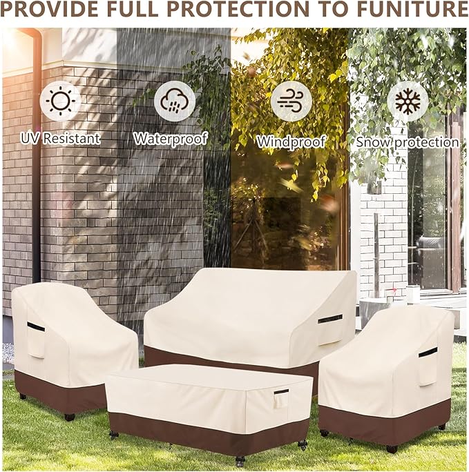 Rileytee Patio Furniture Set Covers, Fit Patio Loveseat, Chair and Coffee Table - Image 7