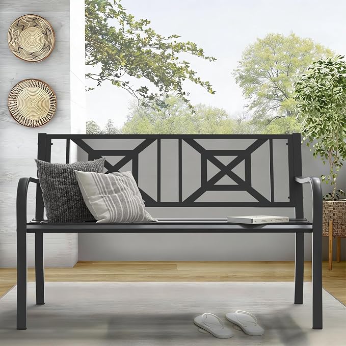 On Shine Patio Garden Bench, Outdoor Park Bench - Image 2
