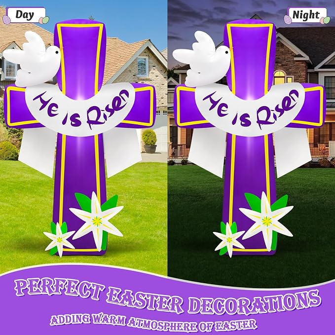 MICOCAH 4.5FT Easter Inflatables Outdoor Decorations He is Risen Inflatable - Image 7