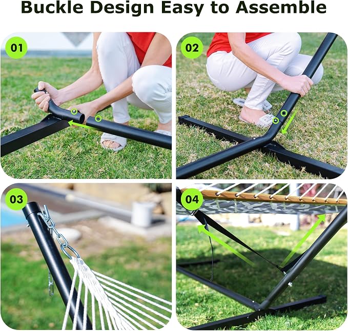 Double Hammock with Stand for Outdoor, Heavy Duty Portable Hammock with - Image 5