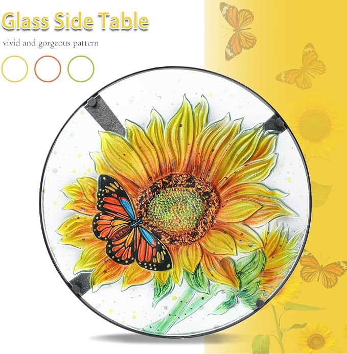 VCUTEKA Patio Side Table Outdoor Accent Table Bistro Coffee Table Plant End - Image 9