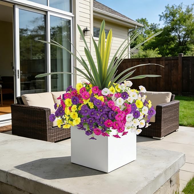 Artificial Flowers for Outdoors Fake Plants Outside, 12 Bundles Silk Morning - Image 6