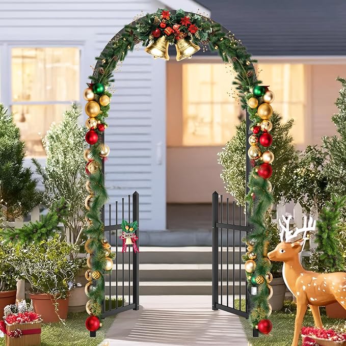 VINGLI Garden Arbor with Gate, PVC Frame Trellis Garden Arch - Image 8