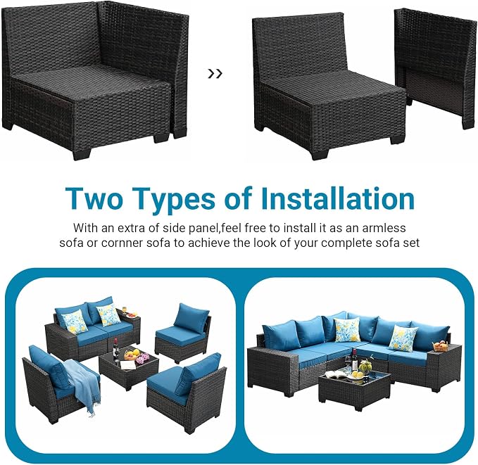 Jing's Villa 10-Piece Patio Furniture Set, All-Weather Outdoor Wicker Sectional - Image 2