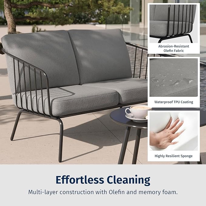 East Oak 4-Piece Plaza Patio Furniture Set, Outdoor Furniture - Image 6