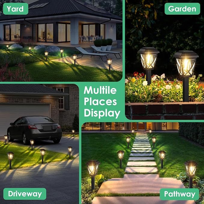 Derynome Solar Lights Outdoor, 10 Pack Waterproof Solar Pathway Lights - Image 7