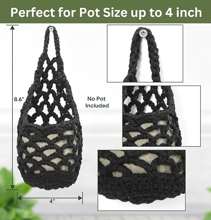3 Packs Hanging Planters for Indoor Plants up to 4 in., Wall Plant Holder | - Image 3