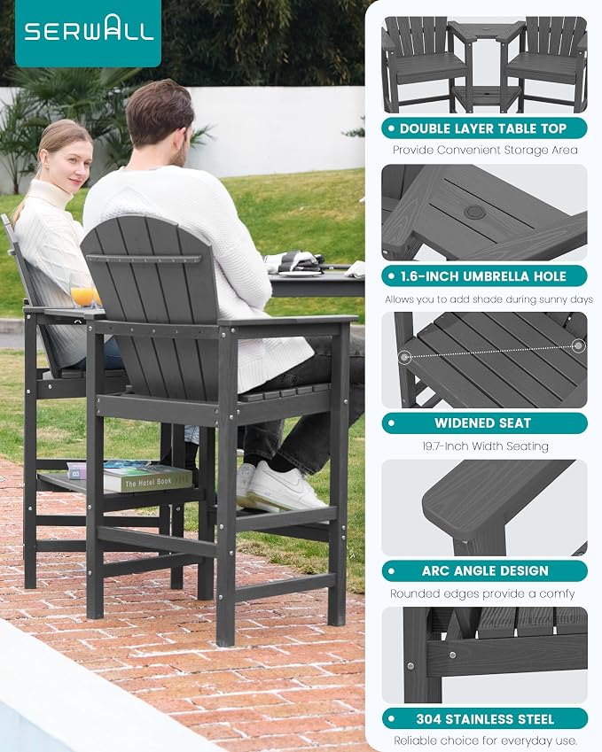 SERWALL Tall Adirondack Chairs Set of 4 - Image 4