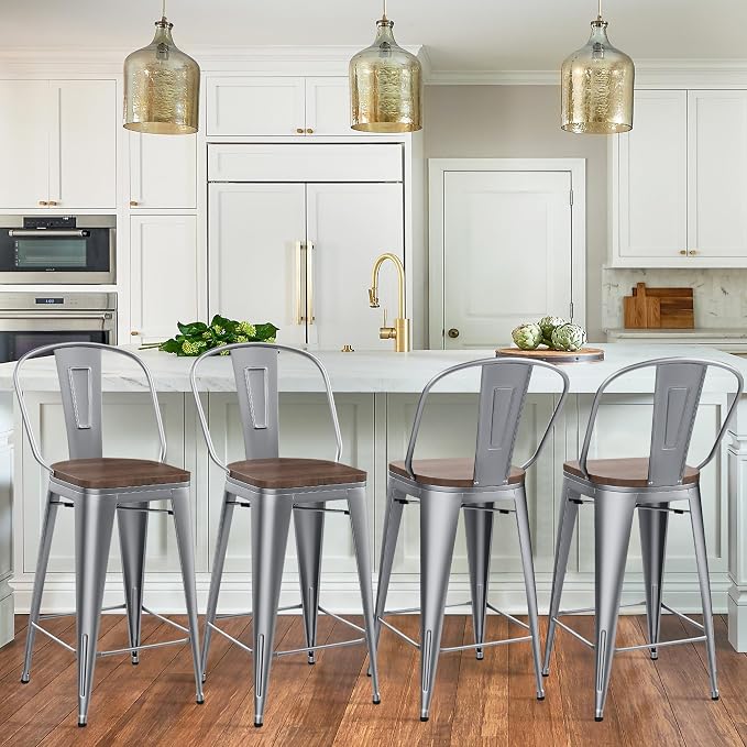 Yongqiang 30 inch Bar Stools Set of 4 Modern Farmhouse Bar Height Stools - Image 9