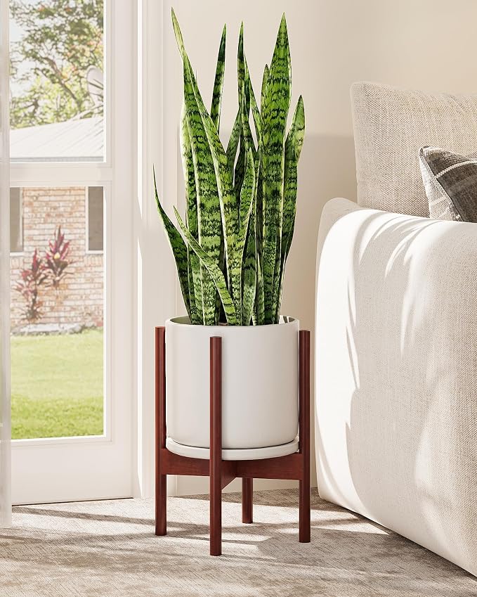 Adjustable Plant Stand Indoor, Bamboo Plant Stand Fits 8 9 10 11 12 Inches by Gentingbro