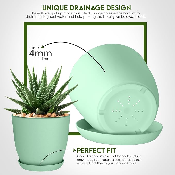 Utopia Home - Plant Pots Indoor - 7/6.6/6/5.3/4.8 Inches Home Decor Flower Pots - Image 4