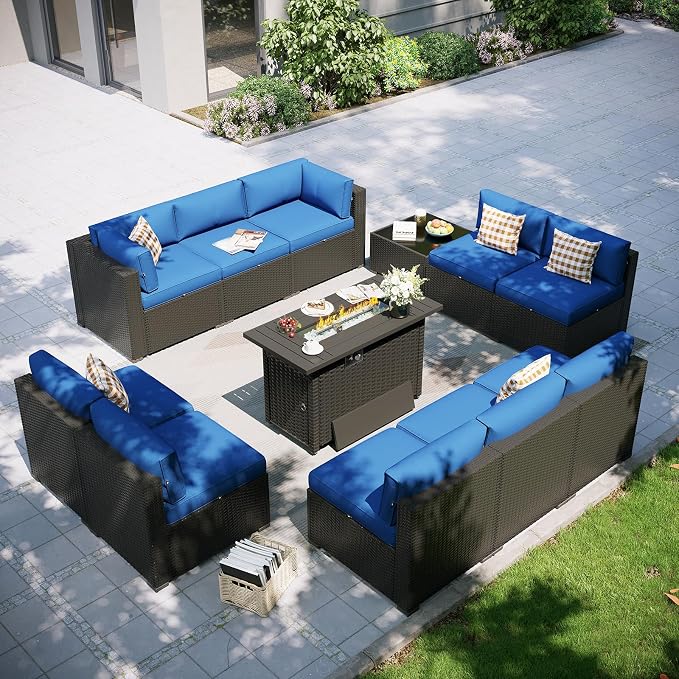 Aoxun Patio Furniture Set with Fire Pit Table, 12 Piece Outdoor Sectional Sofas by Aoxun
