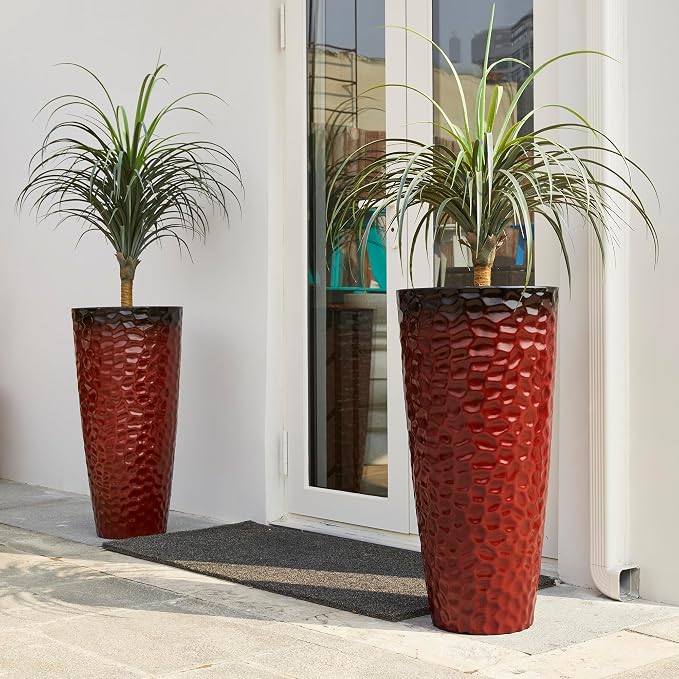 Glitzhome 31" H Large Plastic Tall Planters, Oversized Planters Flower Pots - Image 6