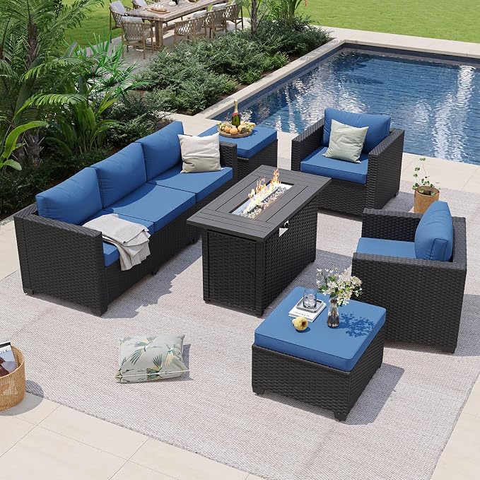 Aoxun Patio Furniture Set with Fire Pit Table, 6 Piece Outdoor Furniture Set - Image 8