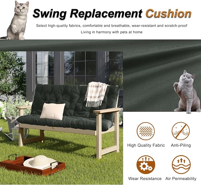 2-3 Seat Swing Replacement Cushion, Outdoor Bench Cushions - Image 2