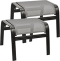 Outdoor Patio Ottoman Seat Textilene Portable Metal Footstool Portable Footrest by Deugold