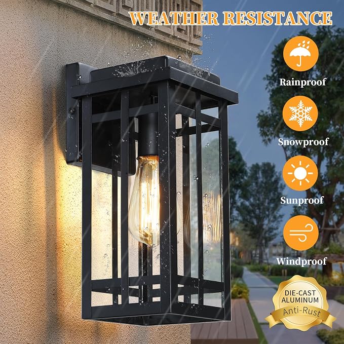 12'' Outdoor Wall Light Fixtures 2 Packs, Exterior Lighting Fixtures Wall - Image 7