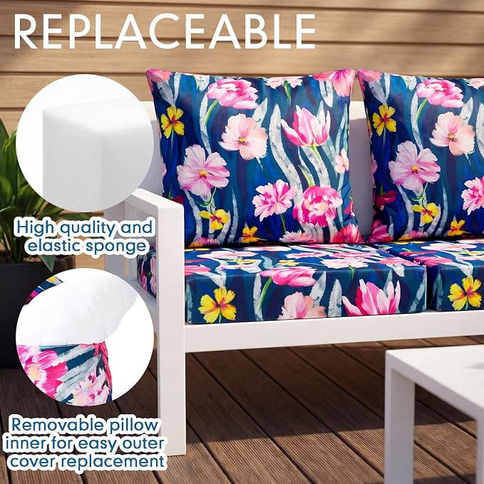 Hoteam 4 Set Outdoor Chair Patio Cushions 20 x 20 Inch Deep Seat Waterproof - Image 3