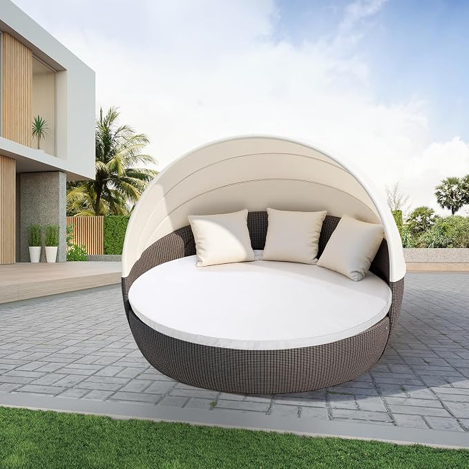 MICTONY Outdoor Daybed Cushion Cover, Sun Bed Cushion Cover, Outdoor Round Bed - Image 6