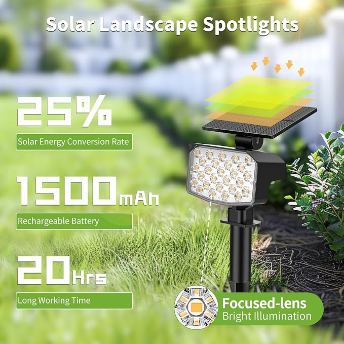 Solar Spot Lights Outdoor, Adjustable Solar Lights Outdoor Waterproof IP65 - Image 7